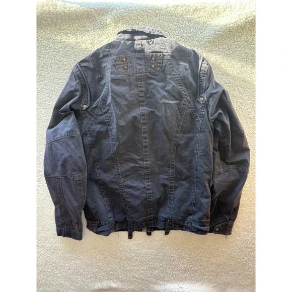 Vintage FUSAI Women Black Moto Jacket Red Contrast Stitch Punk Streetwear Size M - Picture 2 of 5